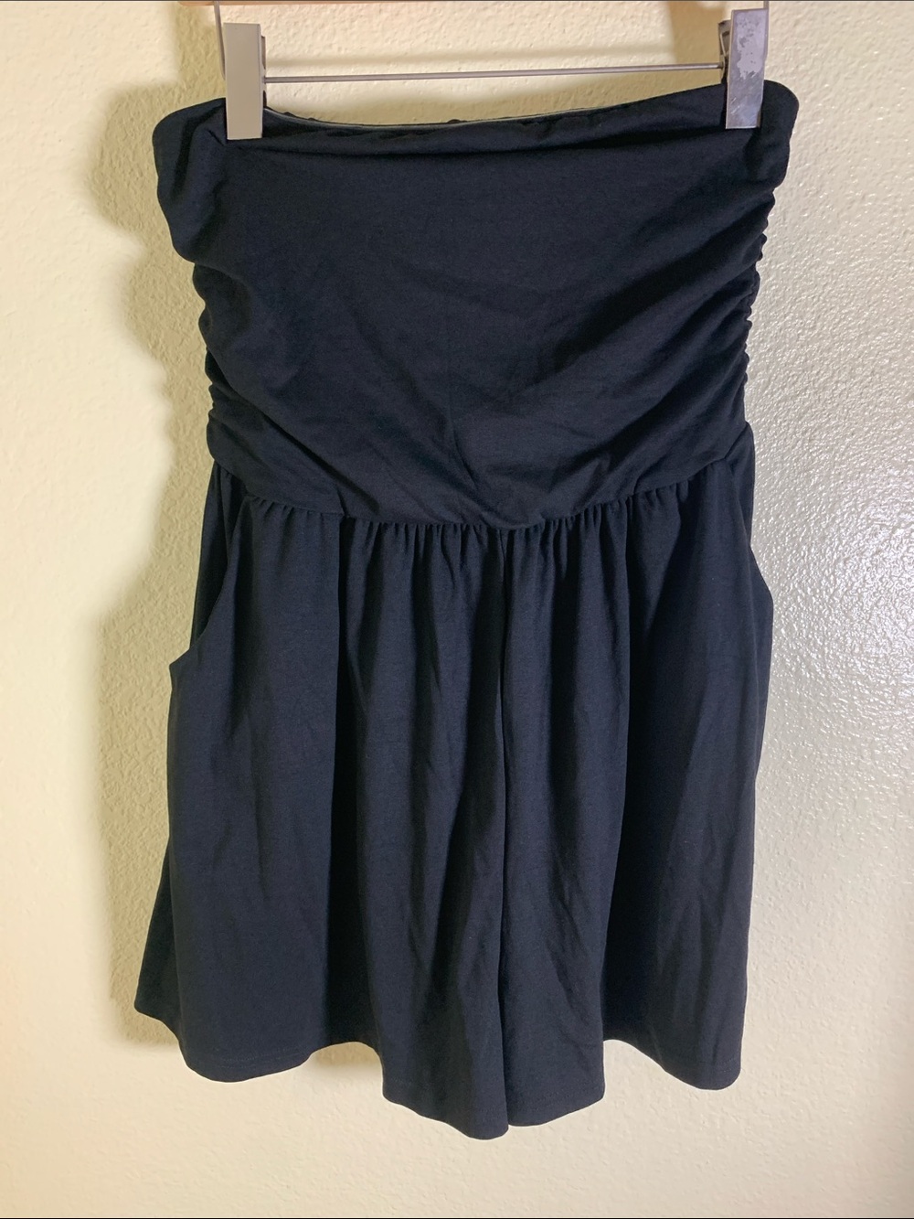 NWOT BTFBM Strapless Black Romper with Gathered Waist, Size L